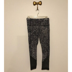 Lululemon Pace Rival Crop (Marathon) Splatter White Black / Black - Size 4